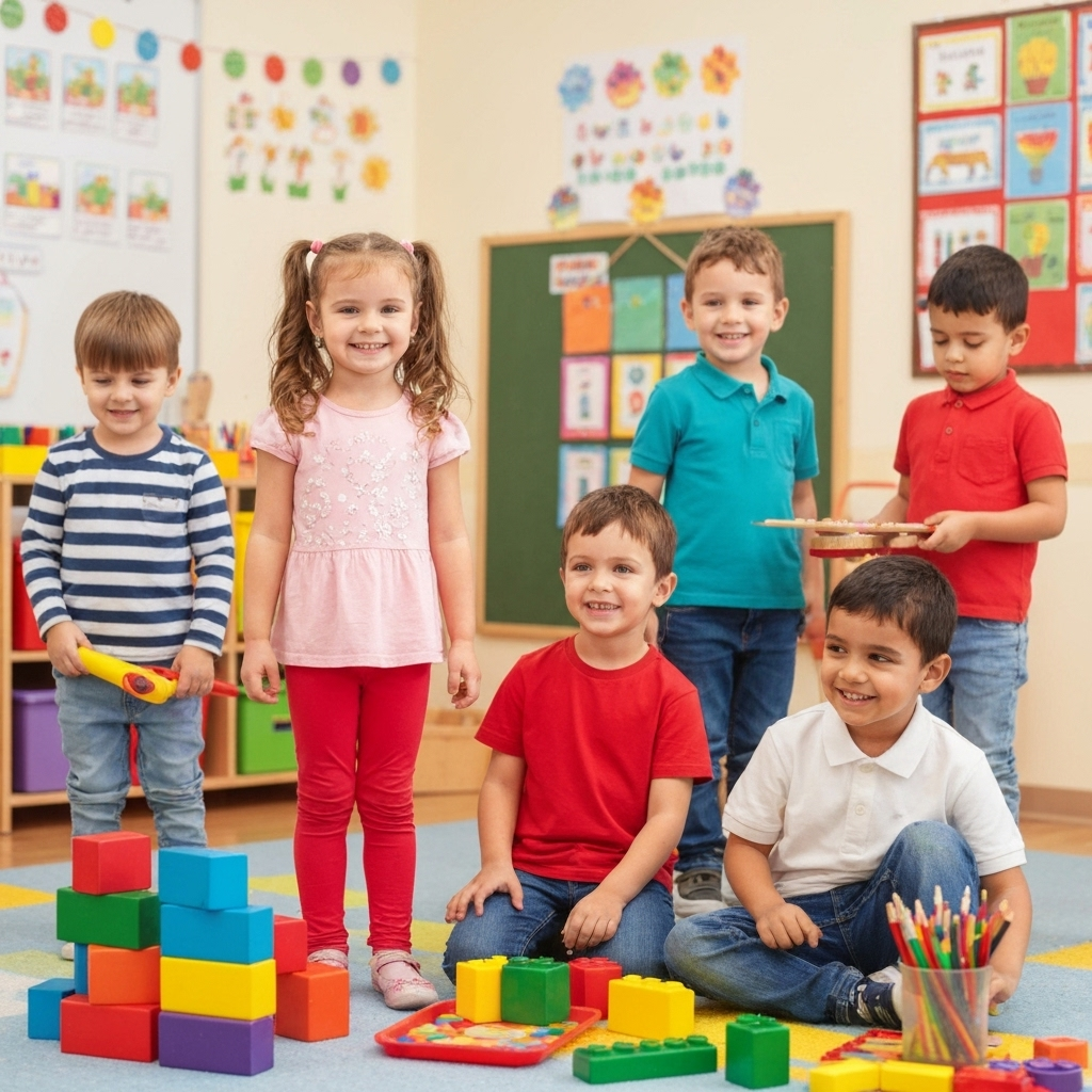 Kinder spielen im Klassenzimmer