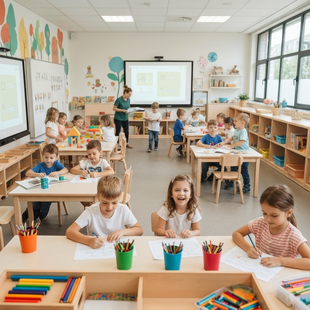 Modern kindergarten classroom